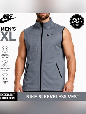 Nike Men's Sleeveless Vest - Gray with Black Accents